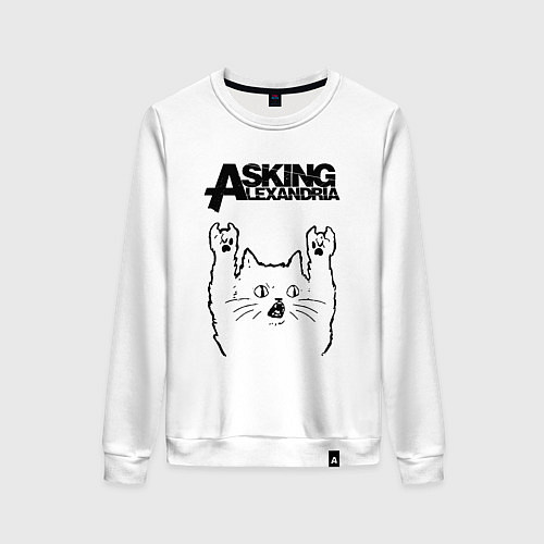 Женский свитшот Asking Alexandria - rock cat / Белый – фото 1