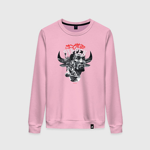 Женский свитшот Скотти Пиппен:Чикаго Буллз / Светло-розовый – фото 1