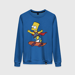 Свитшот хлопковый женский Барт Симпсон - крутой скейтер, цвет: синий