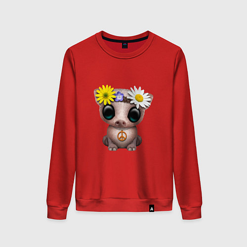 Женский свитшот Мир - Свинка / Красный – фото 1