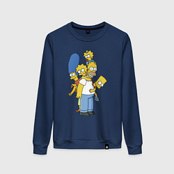 Свитшот хлопковый женский Прикольная семейка Симпсонов, цвет: тёмно-синий
