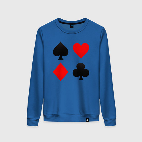 Женский свитшот Четыре масти игральных карт / Синий – фото 1