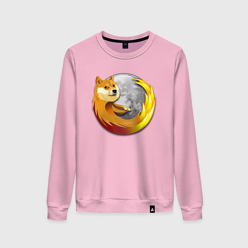 Женский свитшот Пёсик Доге охватывает планету / Светло-розовый – фото 1