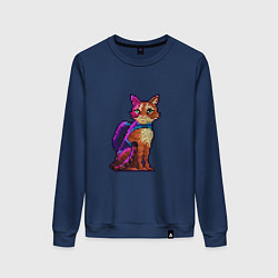 Свитшот хлопковый женский Stray pixel art, цвет: тёмно-синий