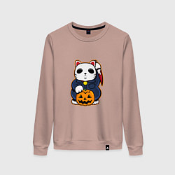 Свитшот хлопковый женский Cat Halloween, цвет: пыльно-розовый