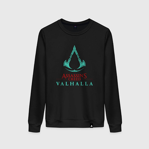 Женский свитшот Assassins Creed Valhalla - logo / Черный – фото 1