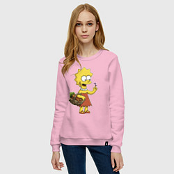 Свитшот хлопковый женский Lisa Simpson с гусеницей на даче, цвет: светло-розовый — фото 2