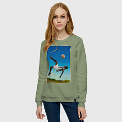 Свитшот хлопковый женский Удар Пеле, цвет: авокадо — фото 2