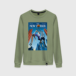 Свитшот хлопковый женский Обложка журнала New Yorker, цвет: авокадо