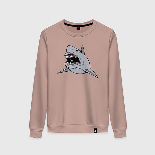 Женский свитшот Злая белая акула / Пыльно-розовый – фото 1