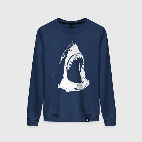 Женский свитшот Огромная акулья пасть / Тёмно-синий – фото 1