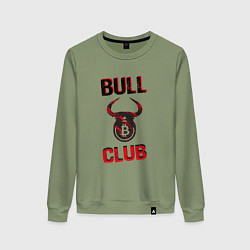 Свитшот хлопковый женский Bull Bitcoin Club, цвет: авокадо