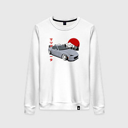 Свитшот хлопковый женский Mazda MX-5 ND Miata ND Front View JDM Retro, цвет: белый