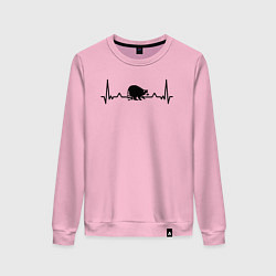 Свитшот хлопковый женский Енот в биении сердца, цвет: светло-розовый