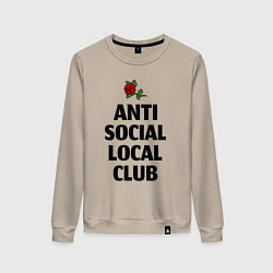 Свитшот хлопковый женский Anti social local club, цвет: миндальный