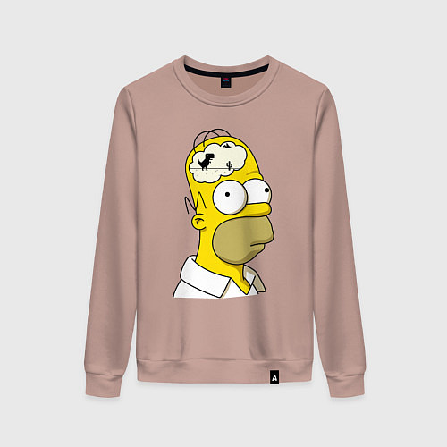 Женский свитшот Гомер Симпсон - нет подключения к интернету / Пыльно-розовый – фото 1