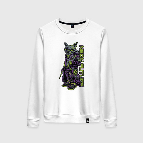Женский свитшот Неоновый волк в очках / Белый – фото 1
