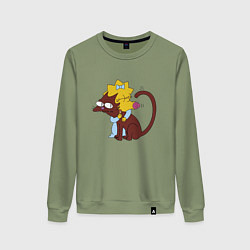 Свитшот хлопковый женский Мэгги и Снежок, цвет: авокадо