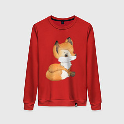 Свитшот хлопковый женский Маленький лисенок арт, цвет: красный