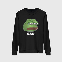 Свитшот хлопковый женский Sad Pepe art, цвет: черный