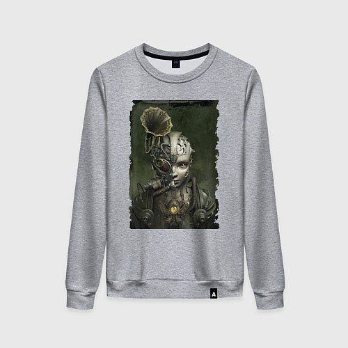 Женский свитшот Девушка в механистическом костюме / Меланж – фото 1