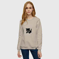 Свитшот хлопковый женский Life is better with cats and books, цвет: миндальный — фото 2