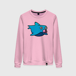 Свитшот хлопковый женский Маленькая акула, цвет: светло-розовый