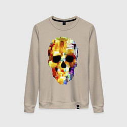 Свитшот хлопковый женский Color skull - sketch, цвет: миндальный