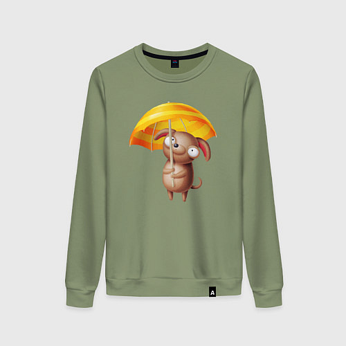 Женский свитшот Маленькая собачка с зонтиком / Авокадо – фото 1