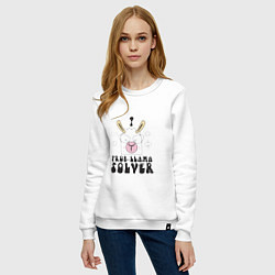 Свитшот хлопковый женский Prob-llama solver, цвет: белый — фото 2