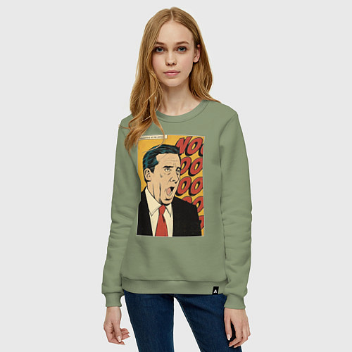 Женский свитшот Майкл кричит нееееет - Офис / Авокадо – фото 3