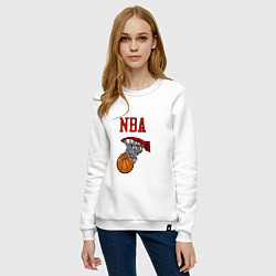 Свитшот хлопковый женский Basketball - NBA logo, цвет: белый — фото 2