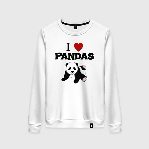 Женский свитшот I love Panda - люблю панд / Белый – фото 1
