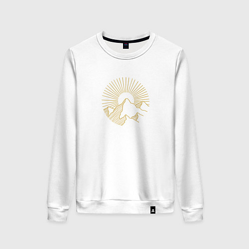 Женский свитшот Горы и солнце в круге / Белый – фото 1