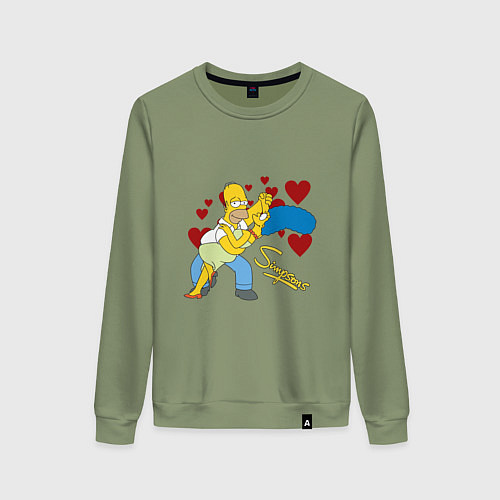 Женский свитшот Гомер и Мардж Симпсон / Авокадо – фото 1