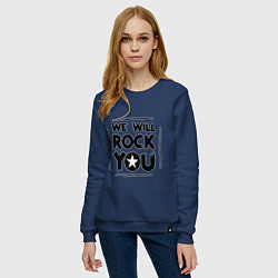 Свитшот хлопковый женский We rock you, цвет: тёмно-синий — фото 2