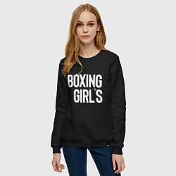 Свитшот хлопковый женский Boxing girls, цвет: черный — фото 2