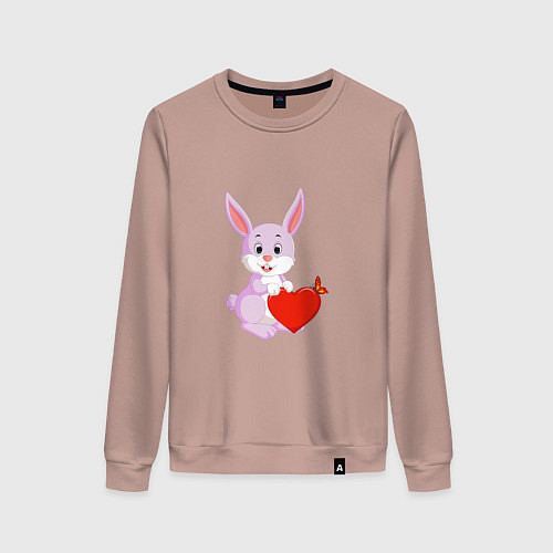 Женский свитшот Кролик с сердцем / Пыльно-розовый – фото 1