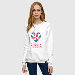 Свитшот хлопковый женский Россия в моём сердце, цвет: белый — фото 2