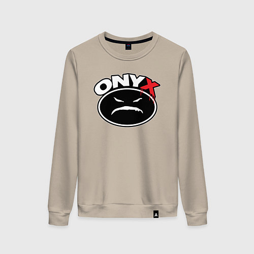 Женский свитшот Onyx - black logo / Миндальный – фото 1