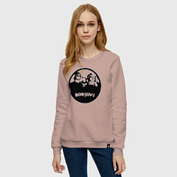 Свитшот хлопковый женский Bon Jovi rock, цвет: пыльно-розовый — фото 2