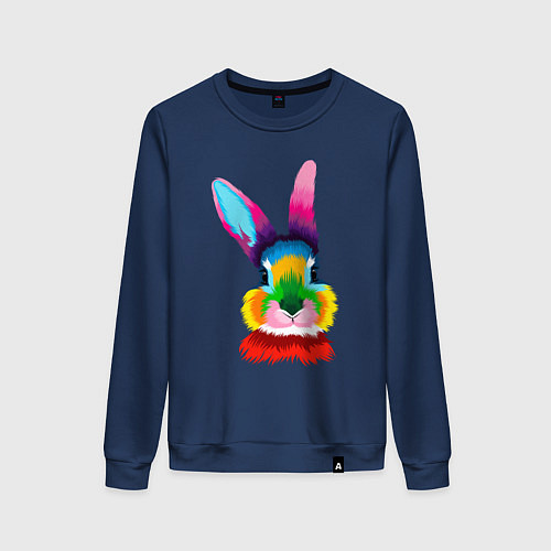 Женский свитшот Радужный кролик / Тёмно-синий – фото 1