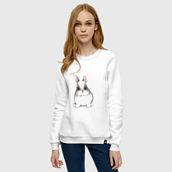 Свитшот хлопковый женский Милый белый кролик, цвет: белый — фото 2