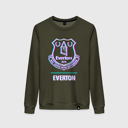 Женский свитшот Everton FC в стиле glitch / Хаки – фото 1