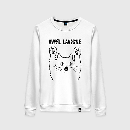 Женский свитшот Avril Lavigne - rock cat / Белый – фото 1