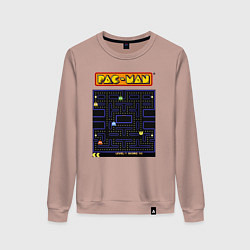 Свитшот хлопковый женский Pac-Man на ZX-Spectrum, цвет: пыльно-розовый