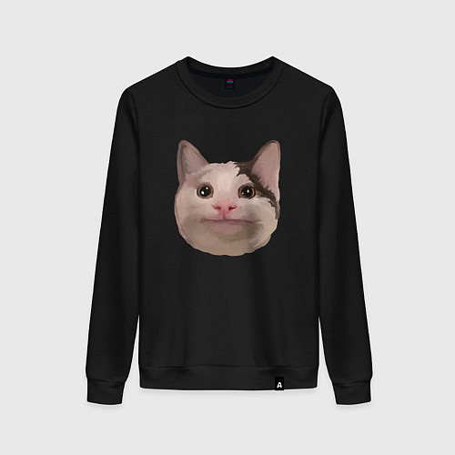Женский свитшот Polite cat meme / Черный – фото 1