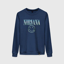 Свитшот хлопковый женский Nirvana - смайлик, цвет: тёмно-синий
