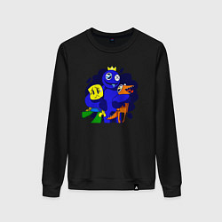 Свитшот хлопковый женский Радужные друзья: все персонажи, цвет: черный