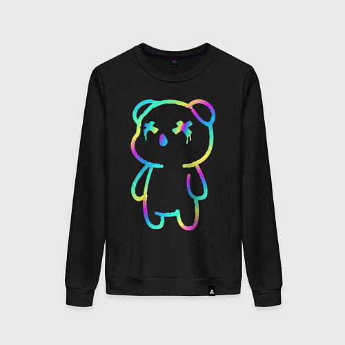 Женский свитшот Cool neon bear / Черный – фото 1